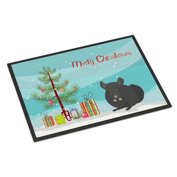 Carolines Treasures 24 x 36 in. Charcoal Chinchilla Merry Christmas Indoor or Outdoor Mat CK4433JMAT - main